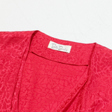 Womens Wrap Blouse Red V-Neck Silk Spotted UK 12