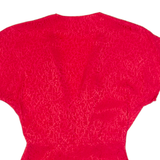 Womens Wrap Blouse Red V-Neck Silk Spotted UK 12