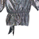 Womens Wrap Blouse Black V-Neck 3/4 Sleeve Spotted UK 12