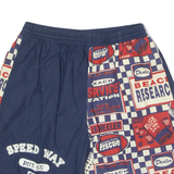 SPEEDWAY Mens Swimming Shorts Blue Crazy Pattern L W28