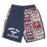 SPEEDWAY Mens Swimming Shorts Blue Crazy Pattern L W28