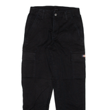 DICKIES Cuffed Cargo Womens Trousers Black Relaxed Tapered W26 L29