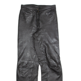 MODE DAME Womens Leather Trousers Black Slim Straight 90s W26 L29