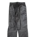 MODE DAME Womens Leather Trousers Black Slim Straight 90s W26 L29