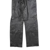MODE DAME Womens Leather Trousers Black Slim Straight 90s W26 L29
