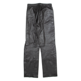 MODE DAME Womens Leather Trousers Black Slim Straight 90s W26 L29