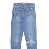 LEVI'S Distressed Girls Jeans Blue Regular Straight Stone Wash W24 L26