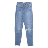 LEVI'S Distressed Girls Jeans Blue Regular Straight Stone Wash W24 L26