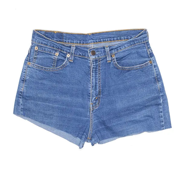 LEVI'S 584 Denim Blue Regular Cut-Off Shorts Womens M W34