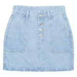 Buttoned Womens Straight Skirt Blue Short Denim S