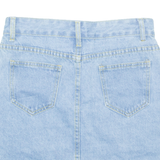 Buttoned Womens Straight Skirt Blue Short Denim S
