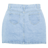 Buttoned Womens Straight Skirt Blue Short Denim S