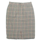 DAVID.N Womens Pencil Skirt Brown Midi Wool Check M