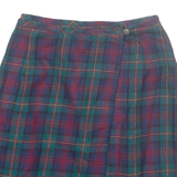 Womens Wrap Skirt Green Knee Length Wool Check XS