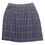 Womens Wrap Skirt Green Knee Length Wool Check XS