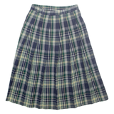 TALBOTS Womens Pleated Skirt Green Midi Wool Check M