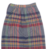 Womens Straight Skirt Grey Midi Wool Check XXS
