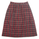 LADY HALRIN Womens A-Line Skirt Red Midi Wool Check M