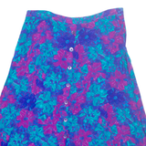 SUSAN BURROWES Buttoned Womens A-Line Skirt Blue Long Crazy Pattern L