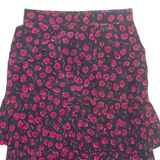 Womens Pleated Skirt Pink Midi Floral M