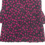 Womens Pleated Skirt Pink Midi Floral M
