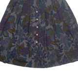 REHLI Womens A-Line Skirt Grey Midi Floral M