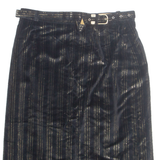 Belted Womens Straight Skirt Black Midi Striped M