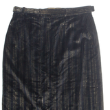 Belted Womens Straight Skirt Black Midi Striped M