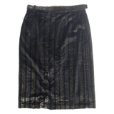 Belted Womens Straight Skirt Black Midi Striped M