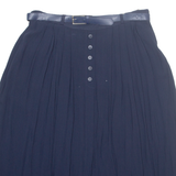 CANDA Belted Womens A-Line Skirt Blue Midi Viscose L