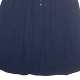 CANDA Belted Womens A-Line Skirt Blue Midi Viscose L