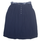 CANDA Belted Womens A-Line Skirt Blue Midi Viscose L