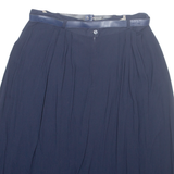 CANDA Belted Womens A-Line Skirt Blue Midi Viscose L