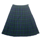 MS.SERO Womens Pleated Skirt Green Midi Wool Check UK 10