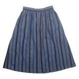 THE PETITE IDEA Womens A-Line Skirt Blue Midi Wool Striped XS