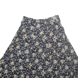 Womens A-Line Skirt Black Knee Length Floral L