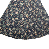 Womens A-Line Skirt Black Knee Length Floral L