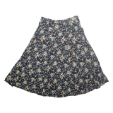 Womens A-Line Skirt Black Knee Length Floral L