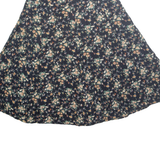 Womens A-Line Skirt Black Knee Length Floral L