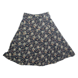 Womens A-Line Skirt Black Knee Length Floral L