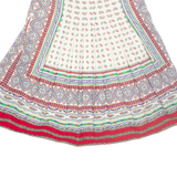 Womens Pleated Skirt Red Midi Crazy Pattern M