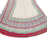 Womens Pleated Skirt Red Midi Crazy Pattern M