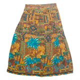 CONNECTIONS Womens A-Line Skirt Yellow Midi Crazy Pattern XS