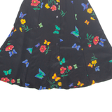 ALFRED DUNNER Womens Flare Skirt Black Midi Floral UK 6