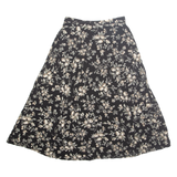 TALBOTS Buttoned Womens Flare Skirt Black Long Floral UK 12