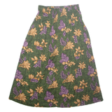 INTRIGUING THREADS Womens A-Line Skirt Green Long Floral M