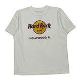 Hollywood, Fl Hard Rock Cafe Graphic T-Shirt - Medium White Cotton