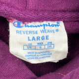 Reverse Weave Champion Hoodie - Large Purple Cotton
