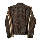 Motorcycle Superior Graphic Leather Jacket - XL Brown Leather