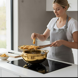 Frying Pan Gold Stainless Steel Thermometer Kitchen Utensils Tempura Fryer Pan Temperature Control Fried Cooking Tools